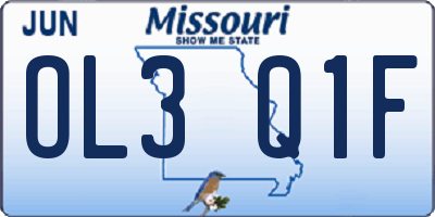 MO license plate OL3Q1F