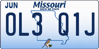 MO license plate OL3Q1J