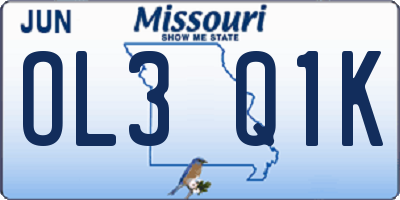 MO license plate OL3Q1K
