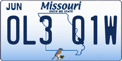 MO license plate OL3Q1W