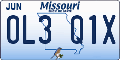 MO license plate OL3Q1X