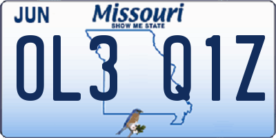 MO license plate OL3Q1Z