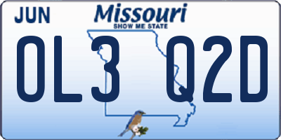 MO license plate OL3Q2D
