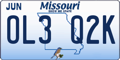 MO license plate OL3Q2K