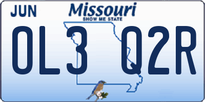 MO license plate OL3Q2R