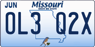 MO license plate OL3Q2X