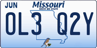 MO license plate OL3Q2Y