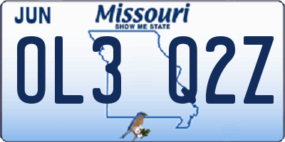 MO license plate OL3Q2Z