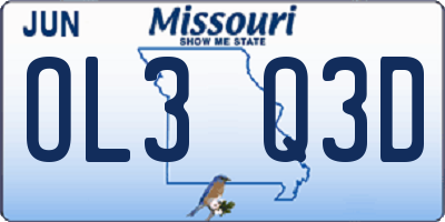MO license plate OL3Q3D