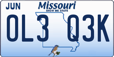 MO license plate OL3Q3K