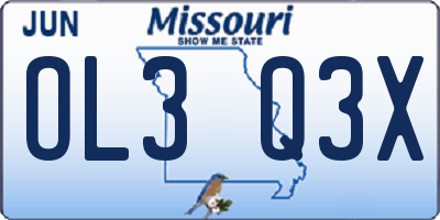 MO license plate OL3Q3X