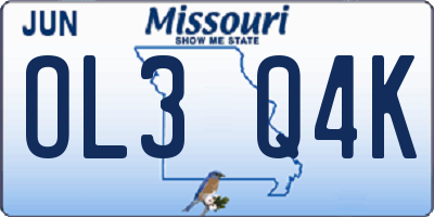 MO license plate OL3Q4K
