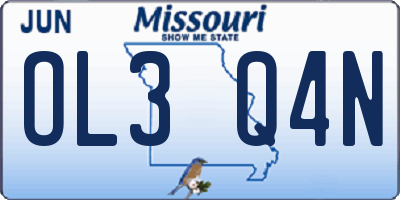 MO license plate OL3Q4N