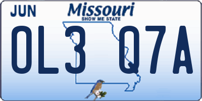 MO license plate OL3Q7A