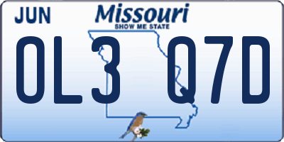 MO license plate OL3Q7D