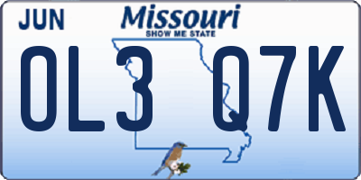 MO license plate OL3Q7K