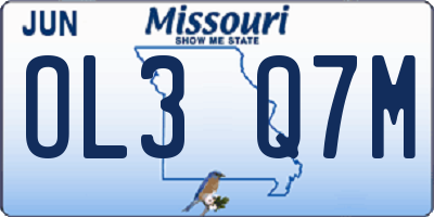 MO license plate OL3Q7M