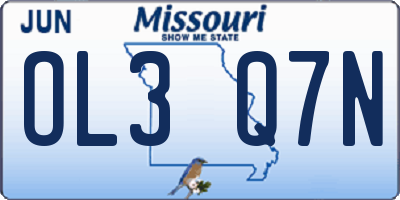 MO license plate OL3Q7N