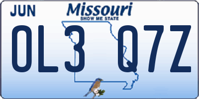 MO license plate OL3Q7Z