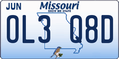 MO license plate OL3Q8D