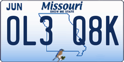 MO license plate OL3Q8K