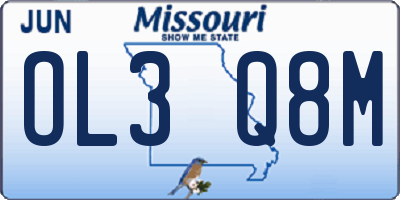 MO license plate OL3Q8M