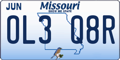 MO license plate OL3Q8R