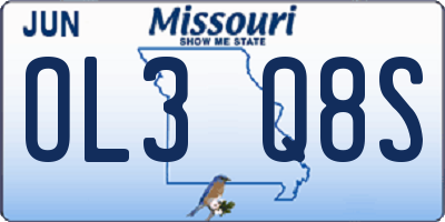 MO license plate OL3Q8S