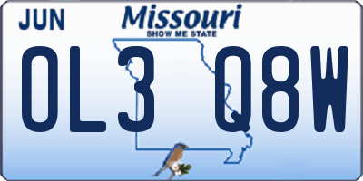 MO license plate OL3Q8W