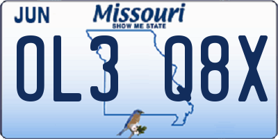 MO license plate OL3Q8X