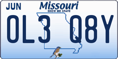 MO license plate OL3Q8Y
