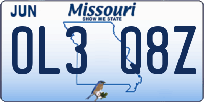 MO license plate OL3Q8Z
