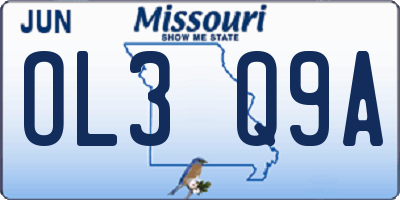 MO license plate OL3Q9A