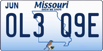 MO license plate OL3Q9E