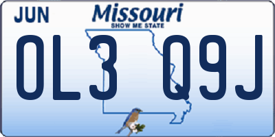 MO license plate OL3Q9J