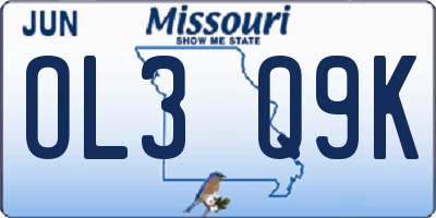 MO license plate OL3Q9K