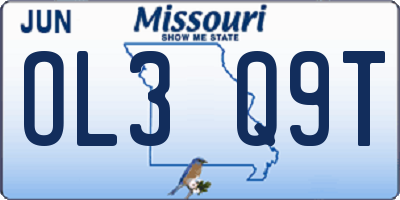 MO license plate OL3Q9T