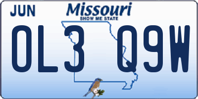 MO license plate OL3Q9W