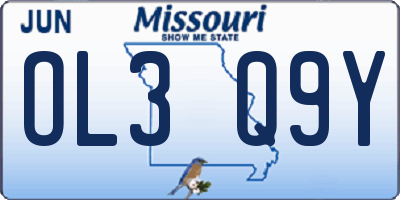 MO license plate OL3Q9Y
