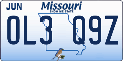 MO license plate OL3Q9Z