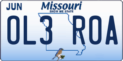 MO license plate OL3R0A