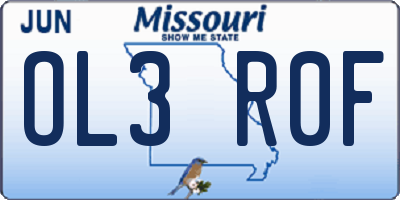 MO license plate OL3R0F