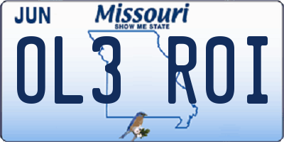 MO license plate OL3R0I