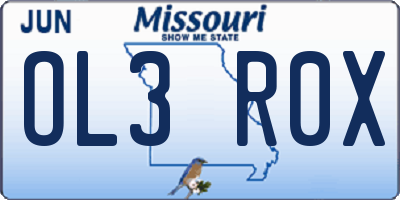 MO license plate OL3R0X
