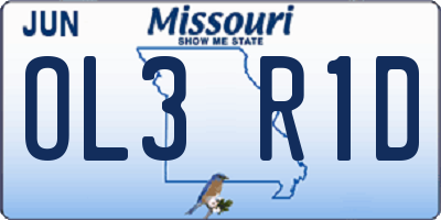 MO license plate OL3R1D