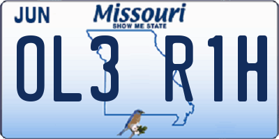 MO license plate OL3R1H