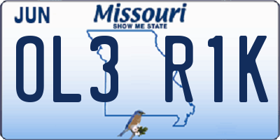 MO license plate OL3R1K