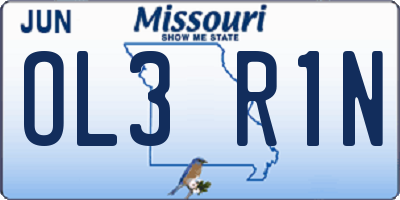 MO license plate OL3R1N