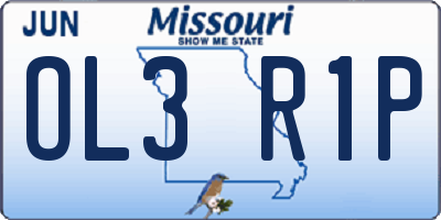 MO license plate OL3R1P