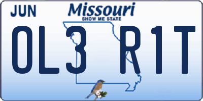 MO license plate OL3R1T